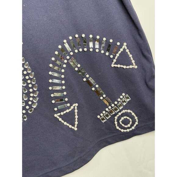 Vintage Victoria Harbour Embellished Nautical Anchor Navy Pullover Top Sz Large - Picture 3 of 6